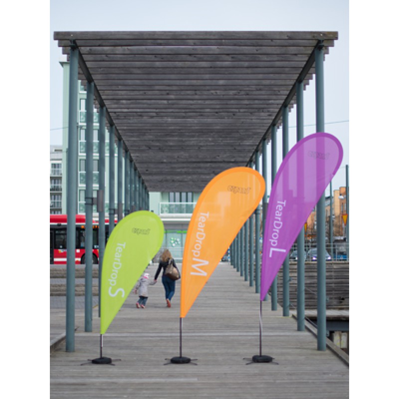 PromoFlag Tropfenform mit Bodenplatte